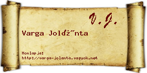 Varga Jolánta névjegykártya